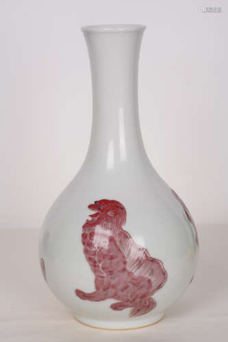 A Chinese Underglazed Red Floral Porcelain Vase