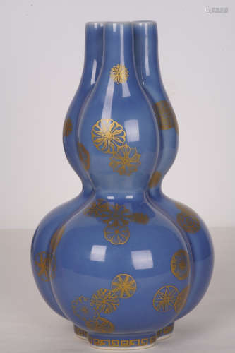 A Chinese Blue Floral Porcelain Three Holes Vase