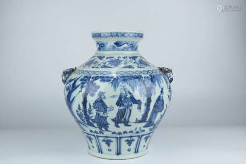 A Chinese Blue and White Figure Painted Porcelain Vase