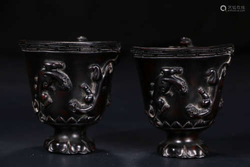 A Chinese Dragon Pattern Red Sandalwood cUP