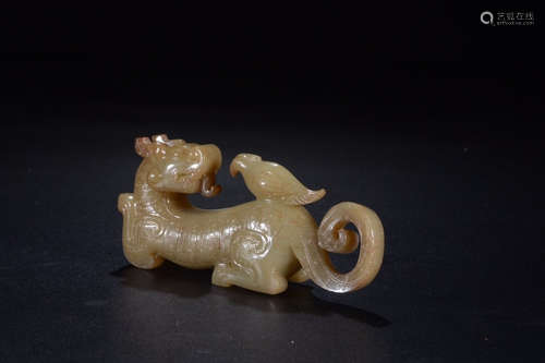 A Chinese Gaogu Jade Beast Ornament