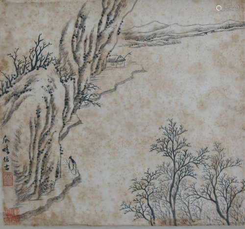 A Chinese Landscape Painting Screen, Shao Mi Mark