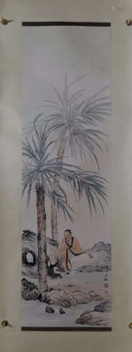 A Chinese Figure Painting Scroll, Xhen Yunzhang Mark