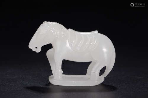 A Chinese Carved Hetian Jade Horse Ornament