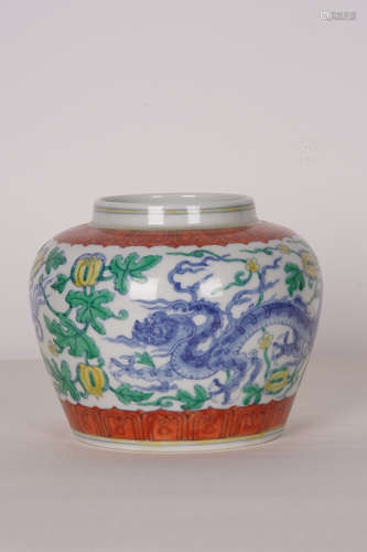 A Chinese Doucai Dragon Pattern Porcelain Jar