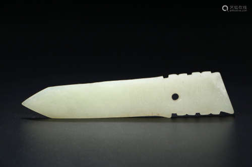 A Chinese Carved Hetian Jade Knife