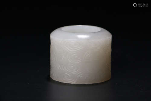 A Chinese Carved Hetian Jade Fingerstall