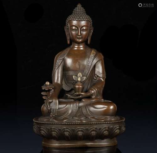 A Chinese Copper Statue of Medicine Buddha