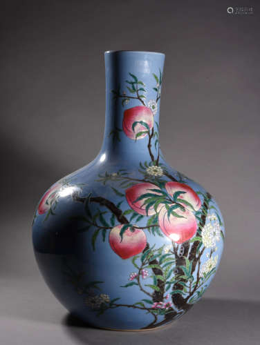 A Chinese Blue Famille Rose Porcelain Vase