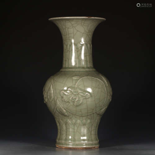 A Chinese Longquan Kiln Floral Carved Porcelain Vase