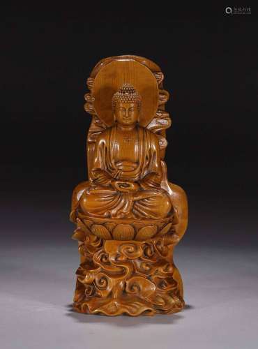 清代黄杨木雕释迦摩尼坐像