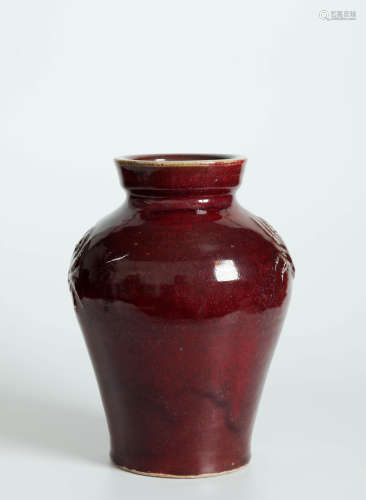 A Chinese Altar Red Glazed Porcelain Vase