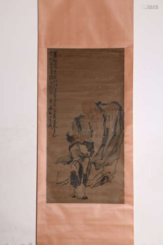 A Chinese Figure Painting Scroll, Zhuang Shen Mark