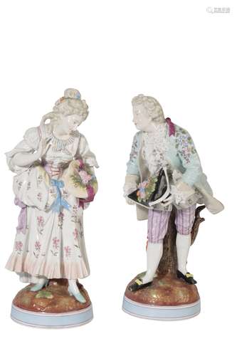 LARGE PAIR OF CONTINENTAL PORCELAIN FIGURES, LATE 19TH CENTURY