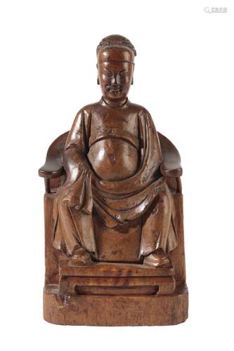 CARVED HARDWOOD FIGURE, QING DYNASTY