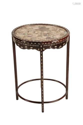 GOOD CHINESE HARDWOOD AND MOTHER-OF-PEARL SIDE TABLE, QING DYNASTY, 19TH CENTURY