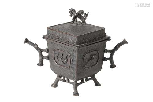 JAPANESE BRONZE COVERED KORO, MEIJI PERIOD