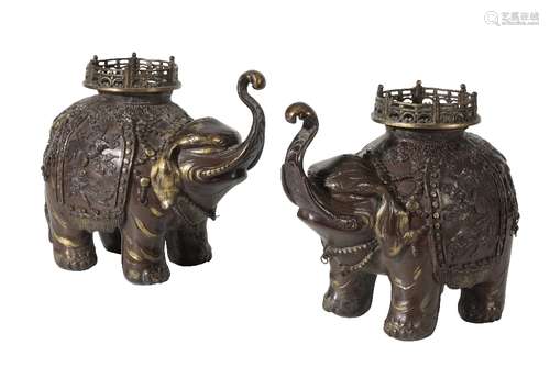 PAIR OF CHINESE BRONZE ELEPHANTS, QING DYNASTY