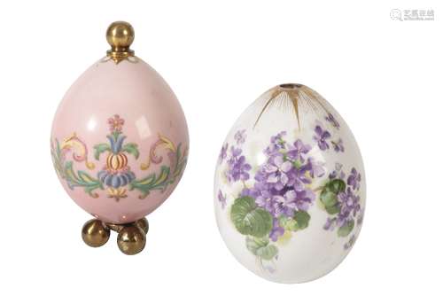 TWO RUSSIAN PORCELAIN EASTER EGGS, LATE 19TH CENTURY