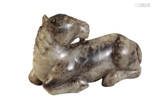 GREY JADE HORSE, 17TH CENTURY