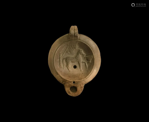 Grand Tour Roman Oil Lamp with Horse