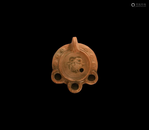 Grand Tour Roman Oil Lamp with Head of Pan