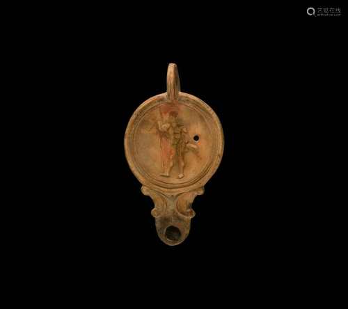 Grand Tour Roman Oil Lamp with Demi-God