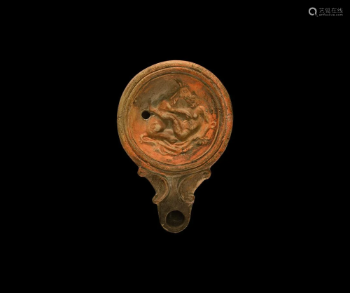 Grand Tour Roman Oil Lamp with Erotic Scene