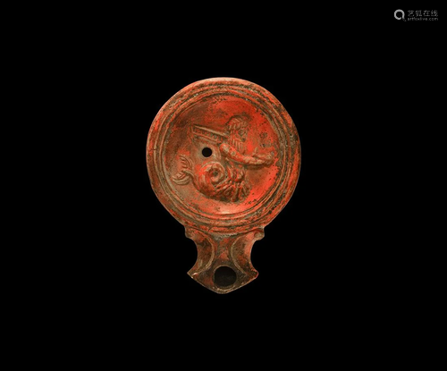 Grand Tour Roman Oil Lamp with Neptune