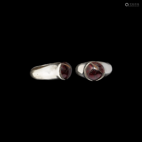 Roman Style Silver Ring with Garnet