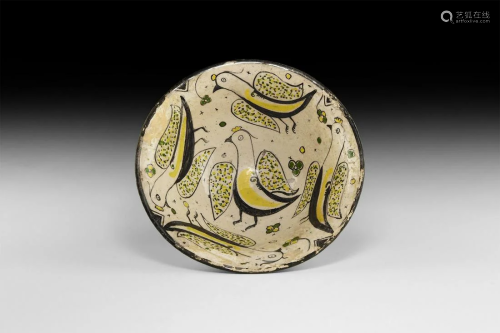 Islamic Style Glazed Bowl with Birds