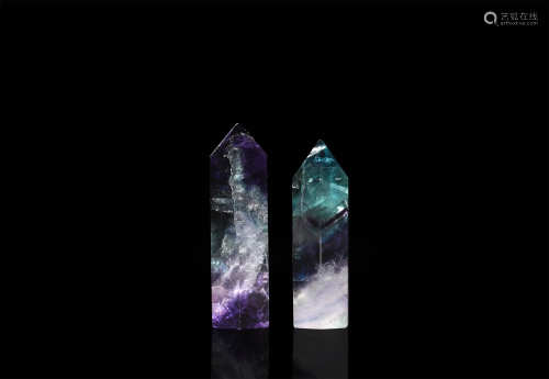 Cut and Polished Fluorite Point Pair