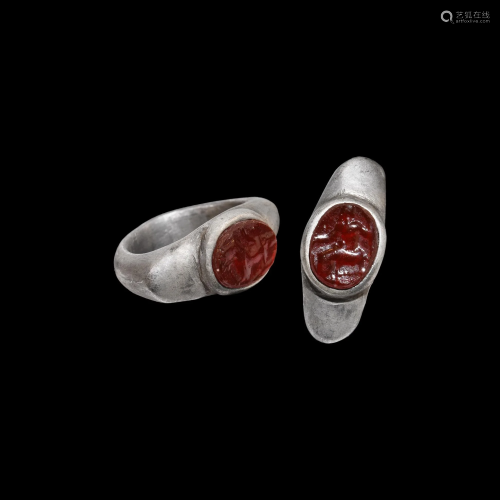 Post Medieval Style Silver Ring with Gemstone