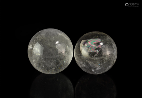 Polished Rock Crystal Ball Pair