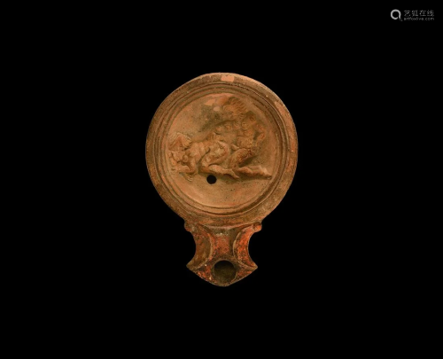 Grand Tour Roman Oil Lamp with Erotic Scene