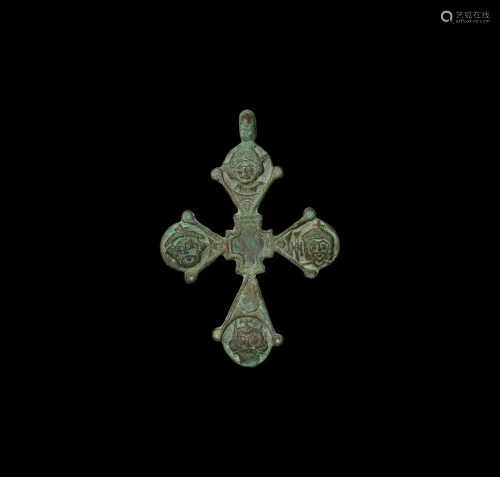 Byzantine Style Cross Pendant with Busts