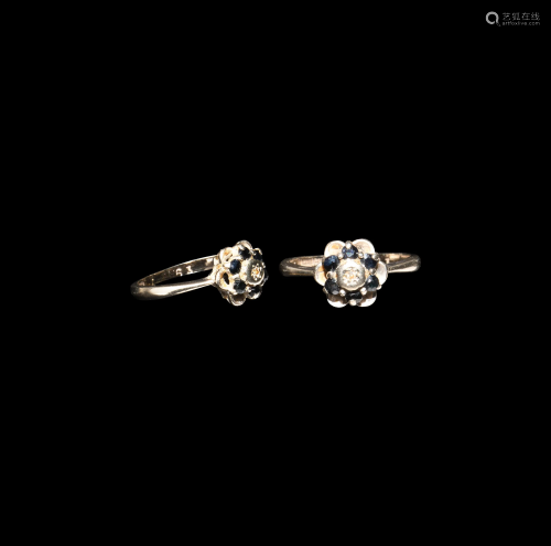 White Gold Ring with Diamonds and Sapp…
