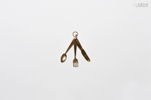 Vintage Gold Knife, Fork and Spoon Charm Pe…
