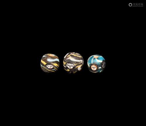 Roman Style Glass Bead with Faces Group