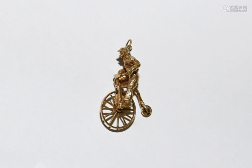 Vintage Gold Penny Farthing Bicycle Charm Pe…