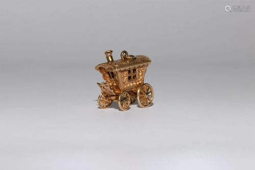 Gold Gypsy Caravan Fortune Teller Charm Pendant
