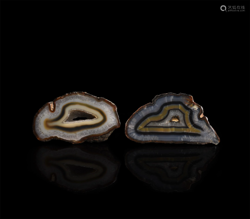 Cut and Polished Agate Display Specimen Pair