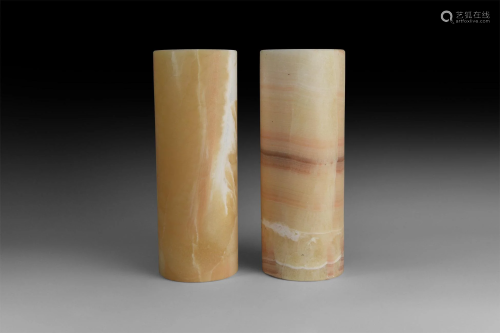Large Alabaster Candle Up-Lighter Pair