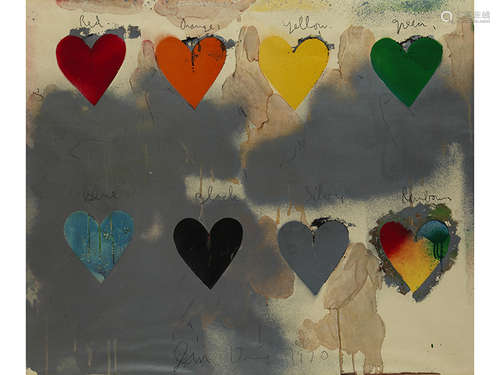 Jim Dine, geb. 1935 Cincinnati 8 HEARTS, 1970 Farblithografie. Sichtmaß: 64,5 x 77 cm. Mittig