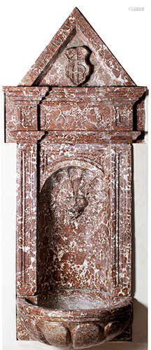 Großer Renaissance-Wandbrunnen 158 x 66 cm. Österreich, 16. Jahrhundert. In Salzburger Marmor