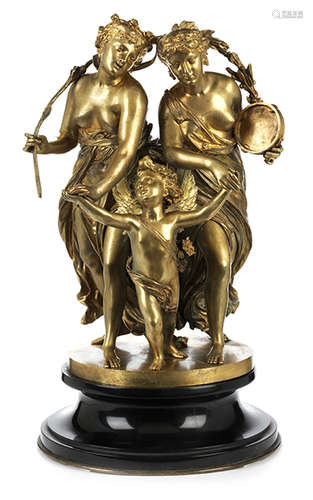 Jean Gout GRUPPE IN VERGOLDETER BRONZE Gesamthöhe: 41 cm. Jean Gout war ein französischer