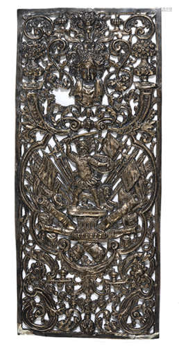 Barocke Buchdeckel-Applikation in Silber 21 x 9,8 cm. Deutschland, 17. Jahrhundert. Gestrecktes