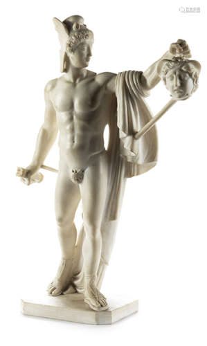 Marmorfigur des Perseus nach Antonio Canova Höhe: 57 cm. Italien/ Rom, um 1820/30. Der Held aus