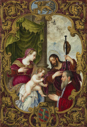 Giorgio Colonna, ca. 1530, zug. MARIA MIT DEM KIND, JOHANNES DEM TÄUFER UND STIFTERFIGUR Gouache auf