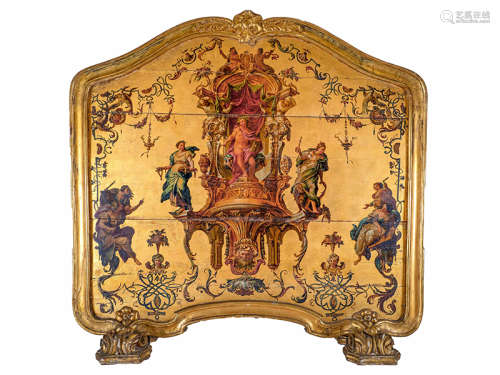 Louis XV-Kaminschirm 106 x 111 x 28 cm. Italien, um 1750. Auf zwei plastisch ausgestalteten